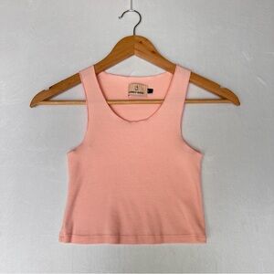 LONELY GHOST Peach Ribbed Scoop Tank